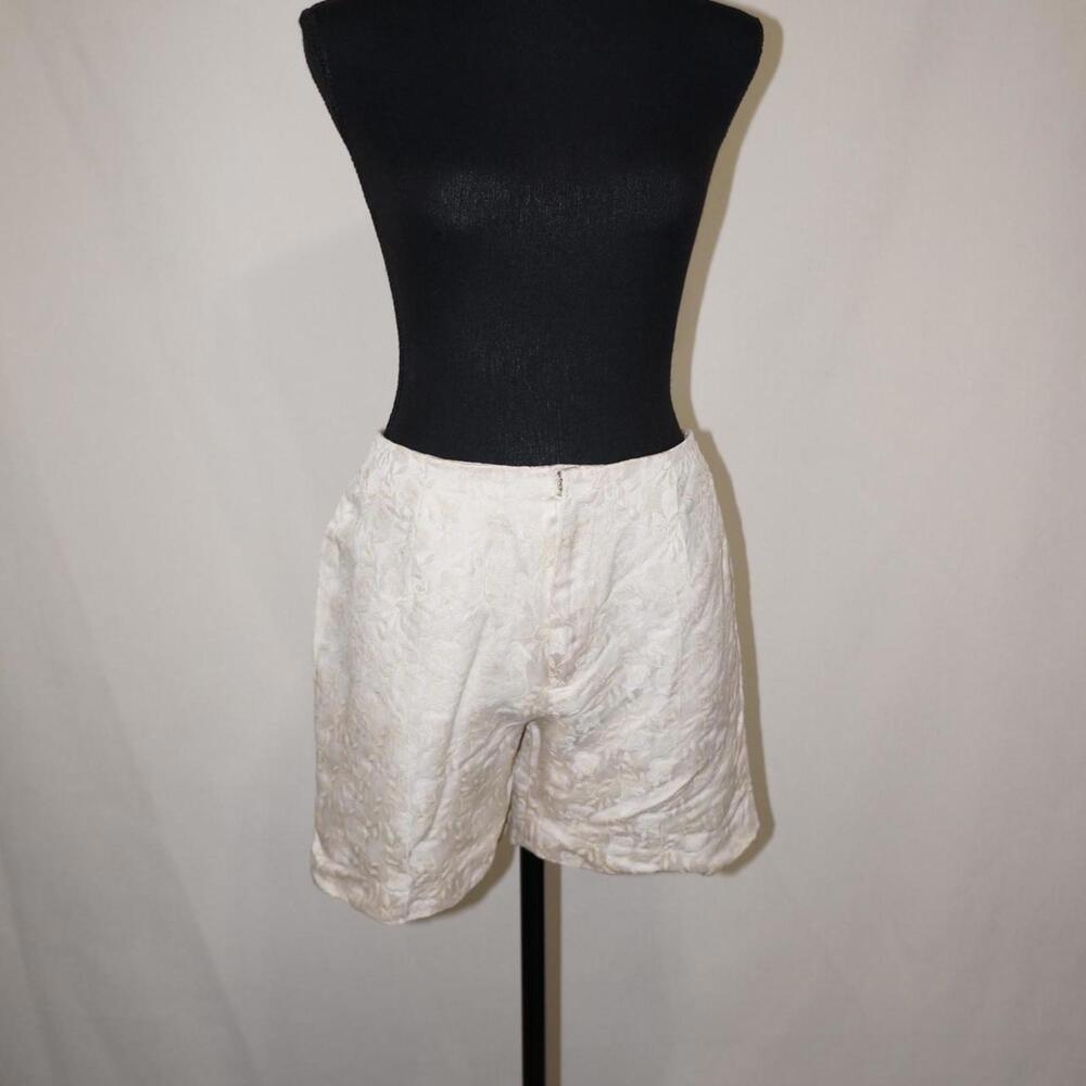cream silk-blend shorts by Silk Box